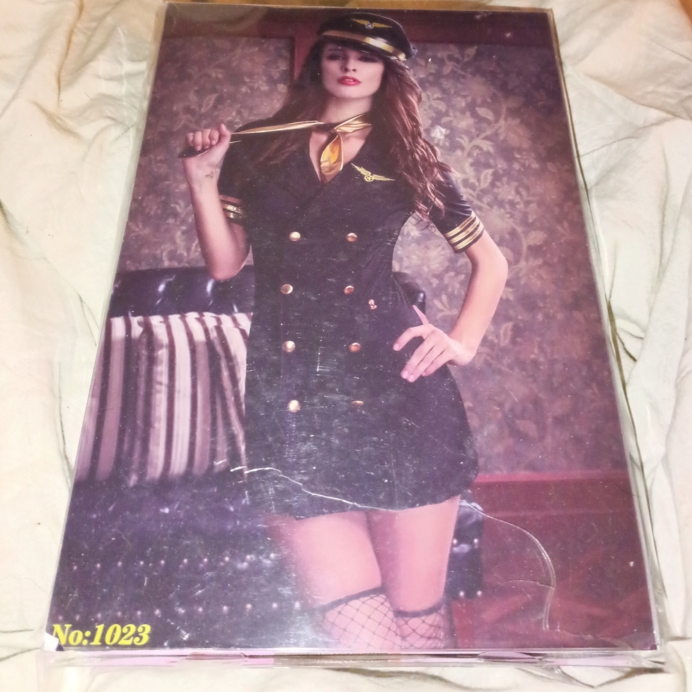 Women's Black Pilot-Inspired Mini Dress with Gold Accents